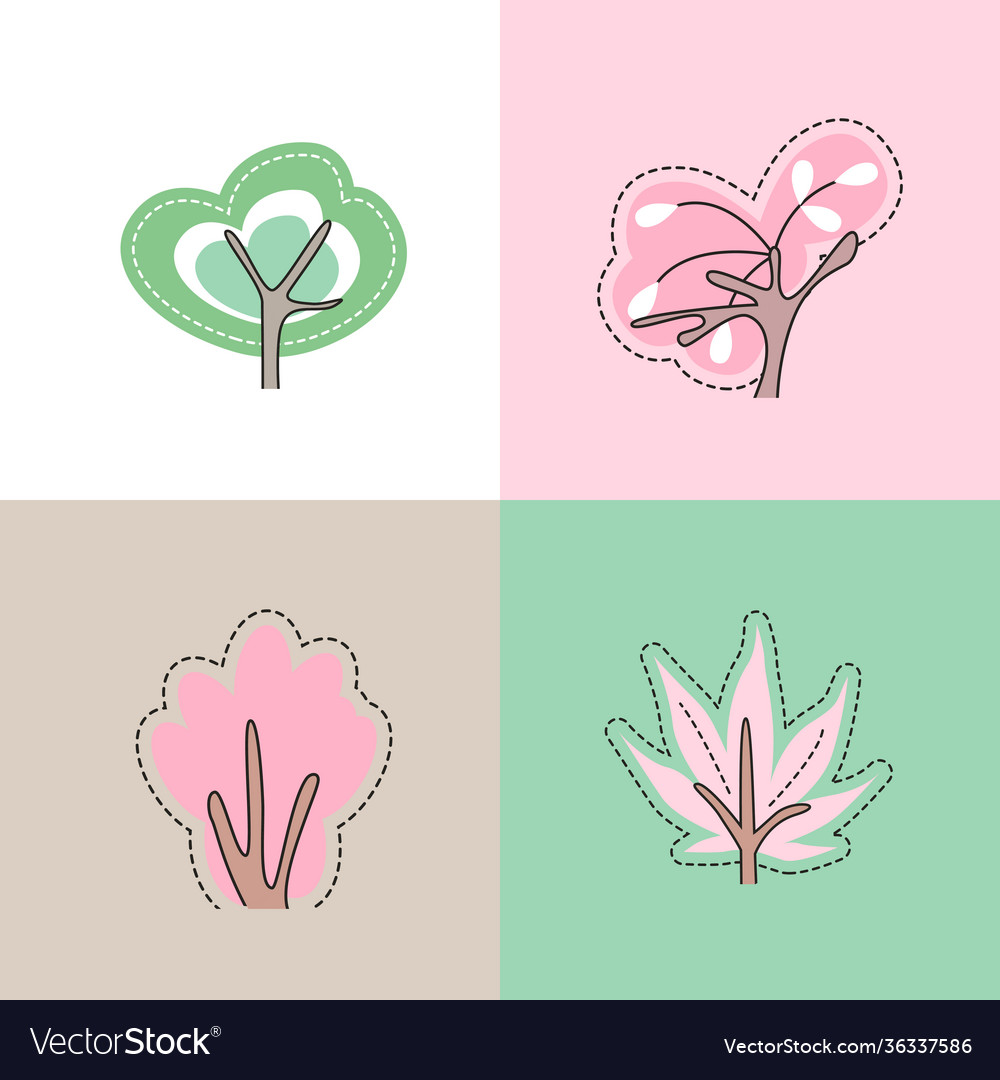 Set with different stylized trees vector image Set with different stylized trees