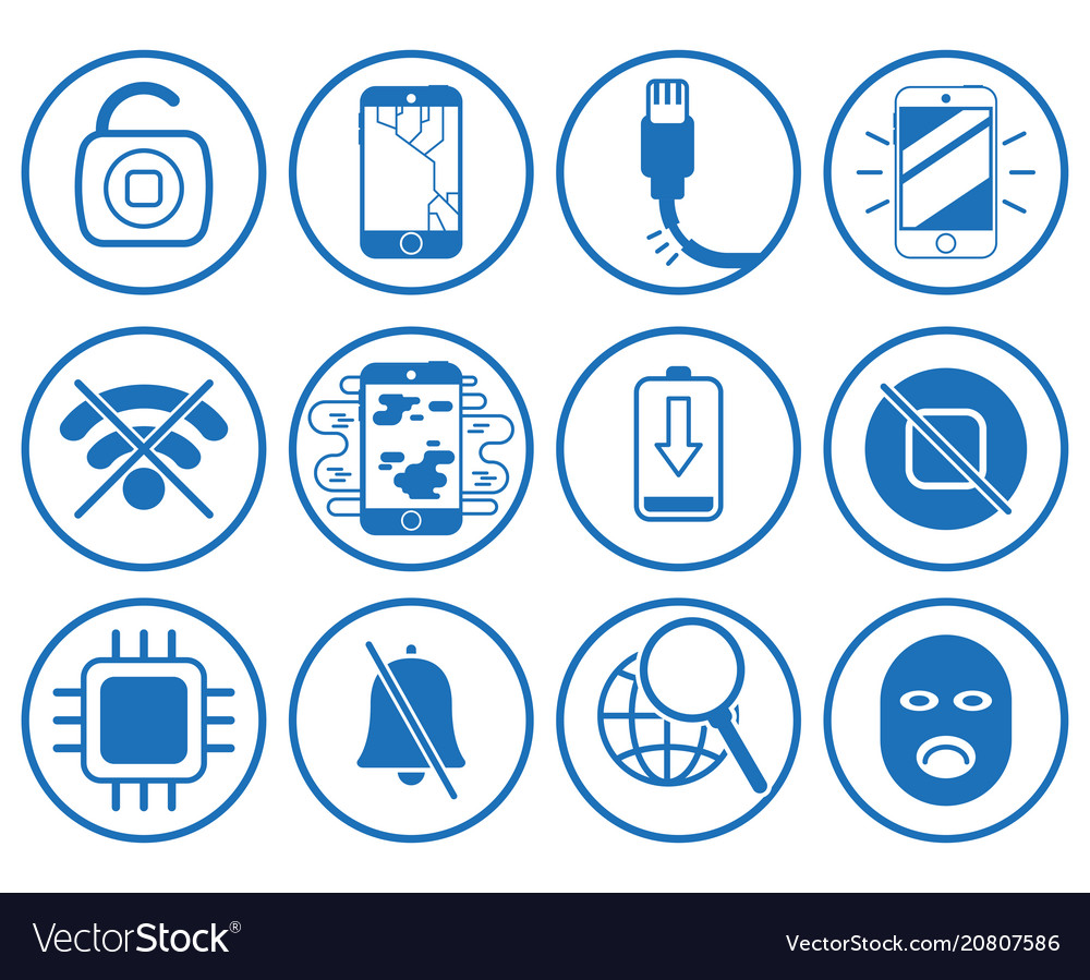 Set with repair smartphone icons