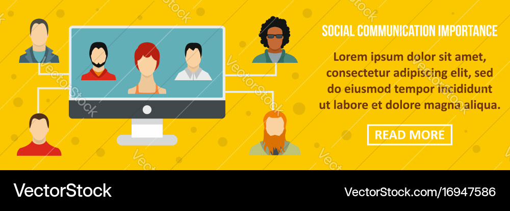 Social Communication Importance Banner Horizontal Vector Image