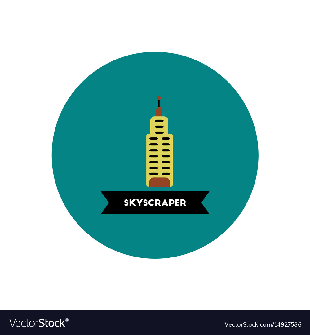 Stylish icon in color circle building skyscraper