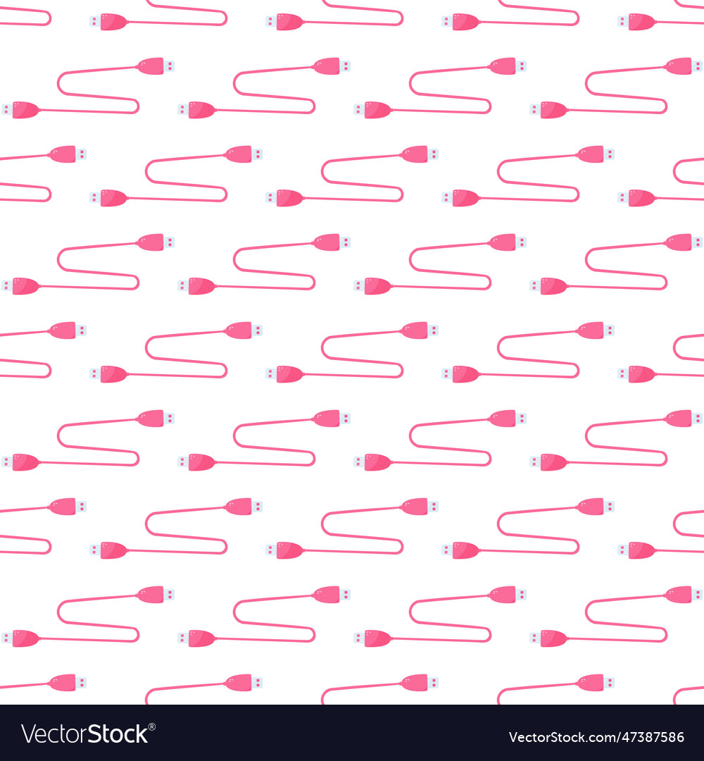 Usb wire computer pink elements background pattern vector image Usb wire computer pink elements background pattern