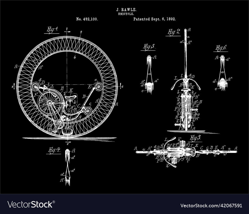 1892 Unicycle Patent Drawing