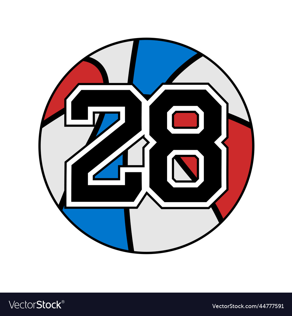 Ball of basketball symbol wit number 28