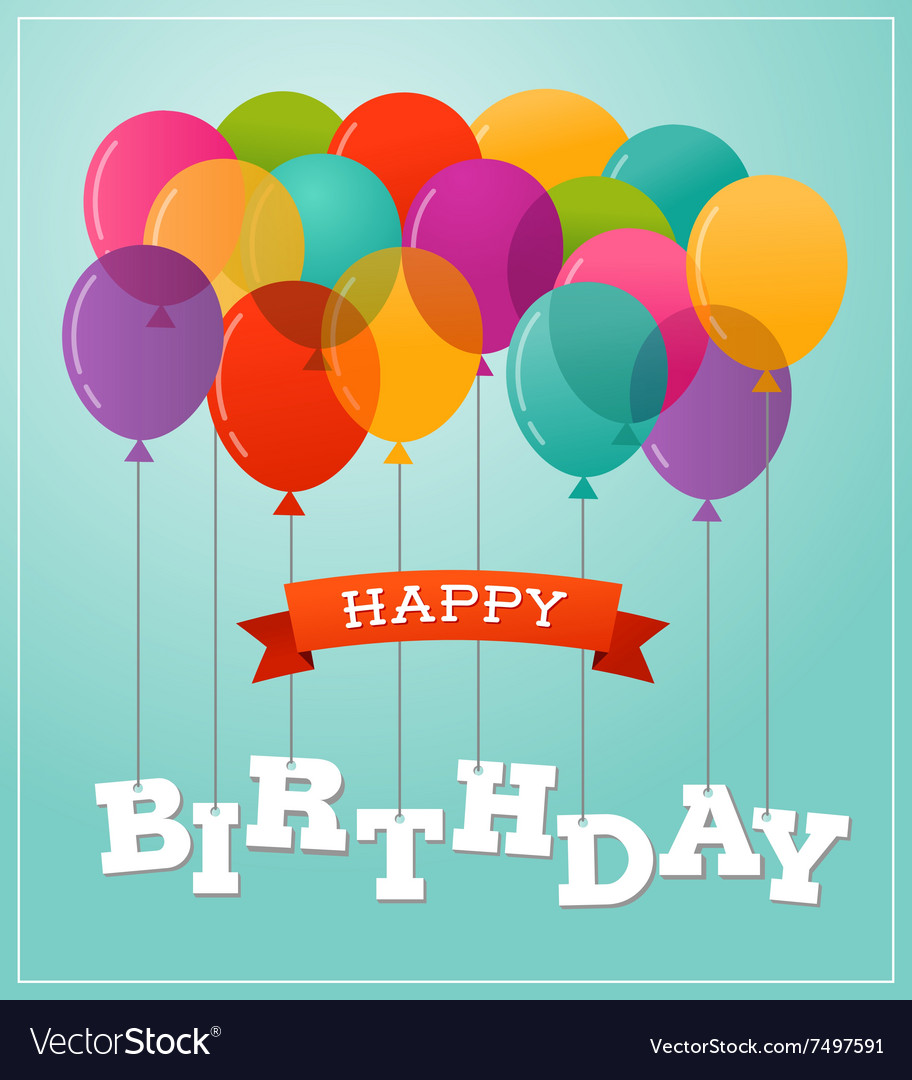 Balloons party happy birthday greeting card Vector Image