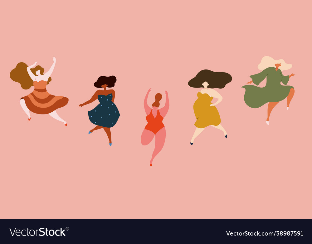 Körper positivität bei Frauen vector image Körper positivität bei Frauen