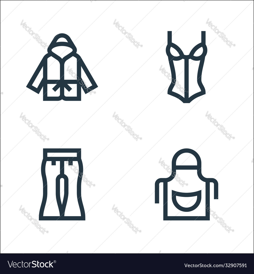 Clothes line icons linear set quality vector image Clothes line icons linear set quality