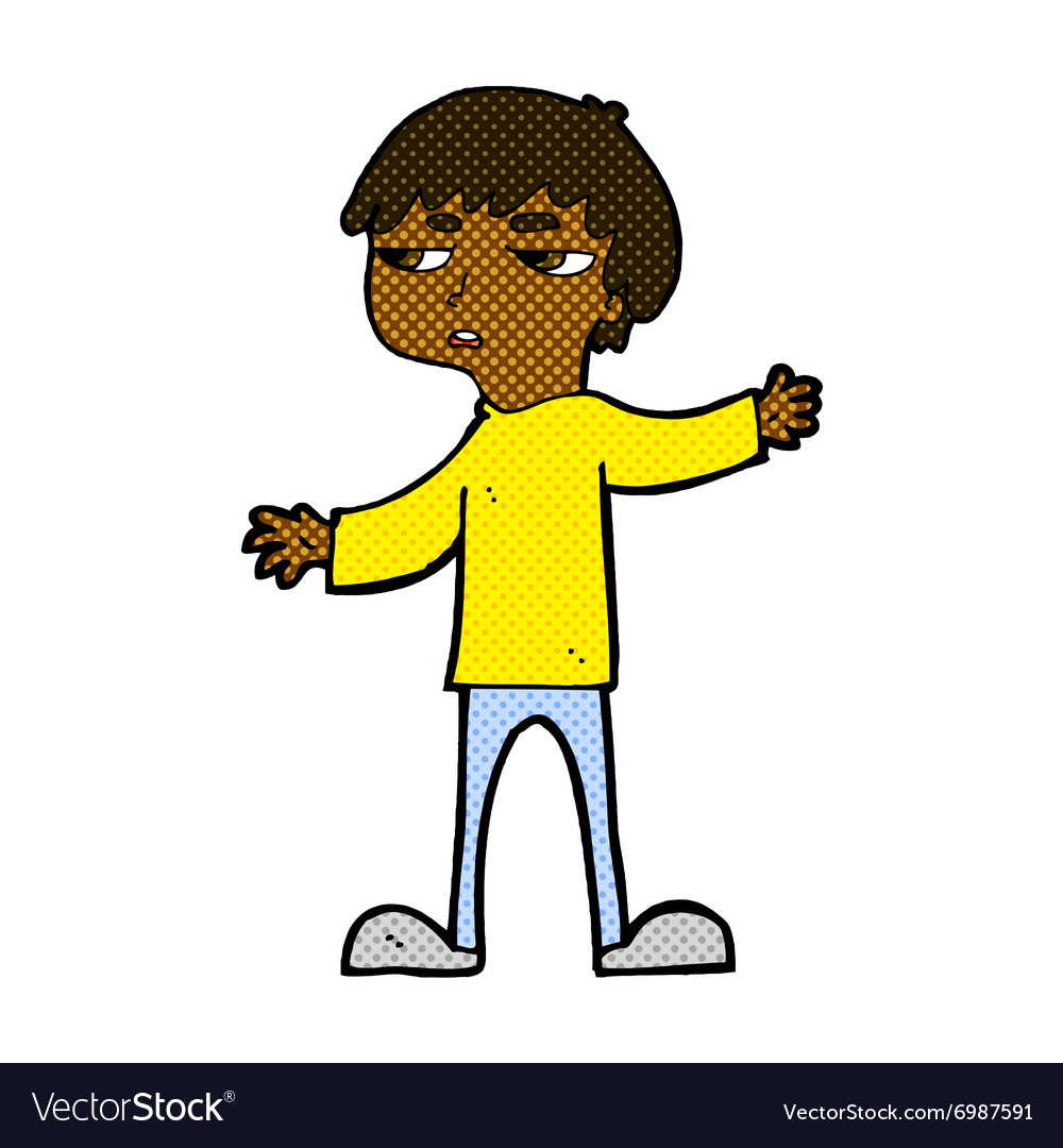 Comic cartoon annoyed boy Royalty Free Vector Image