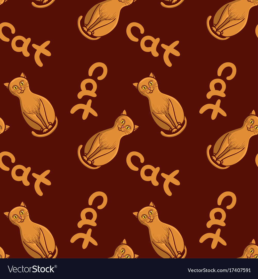 Cute flat cats seamless pattern