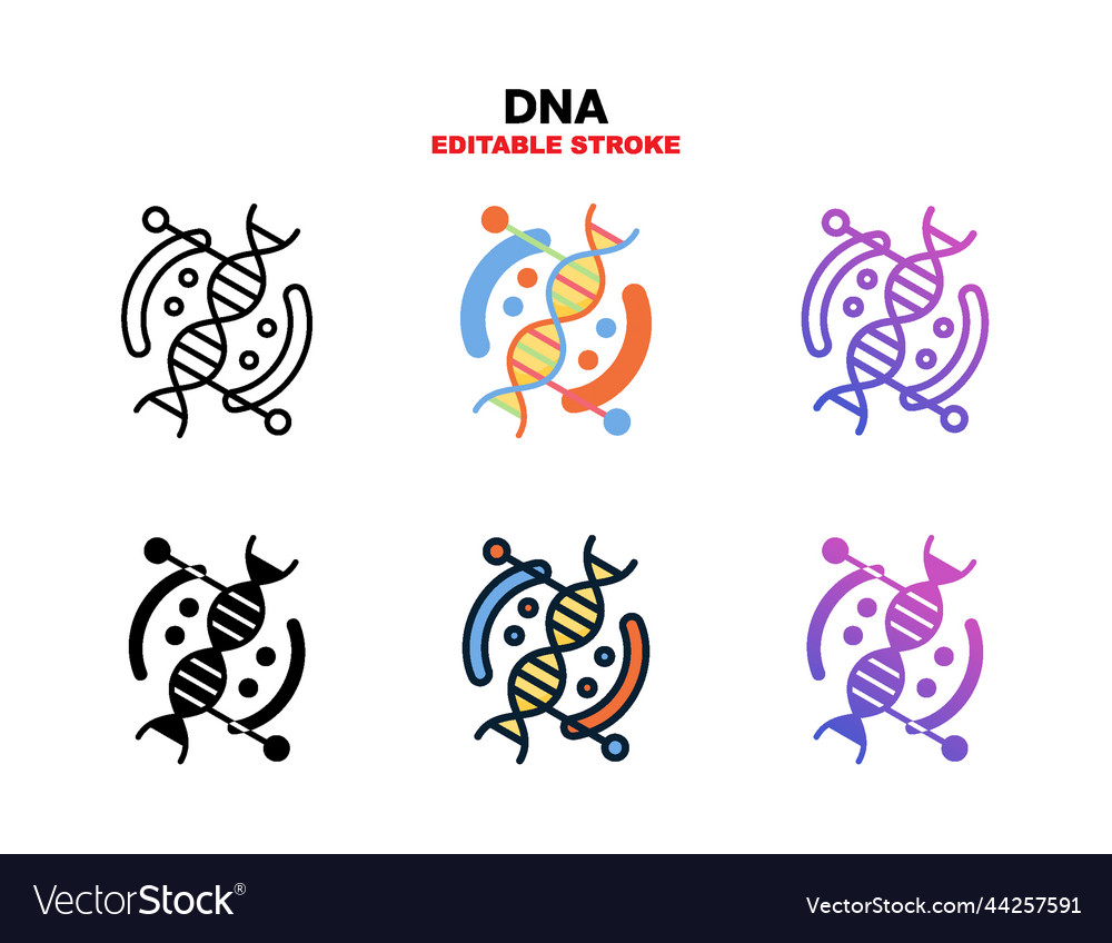 Dna icon set with different styles vector image Dna icon set with different styles