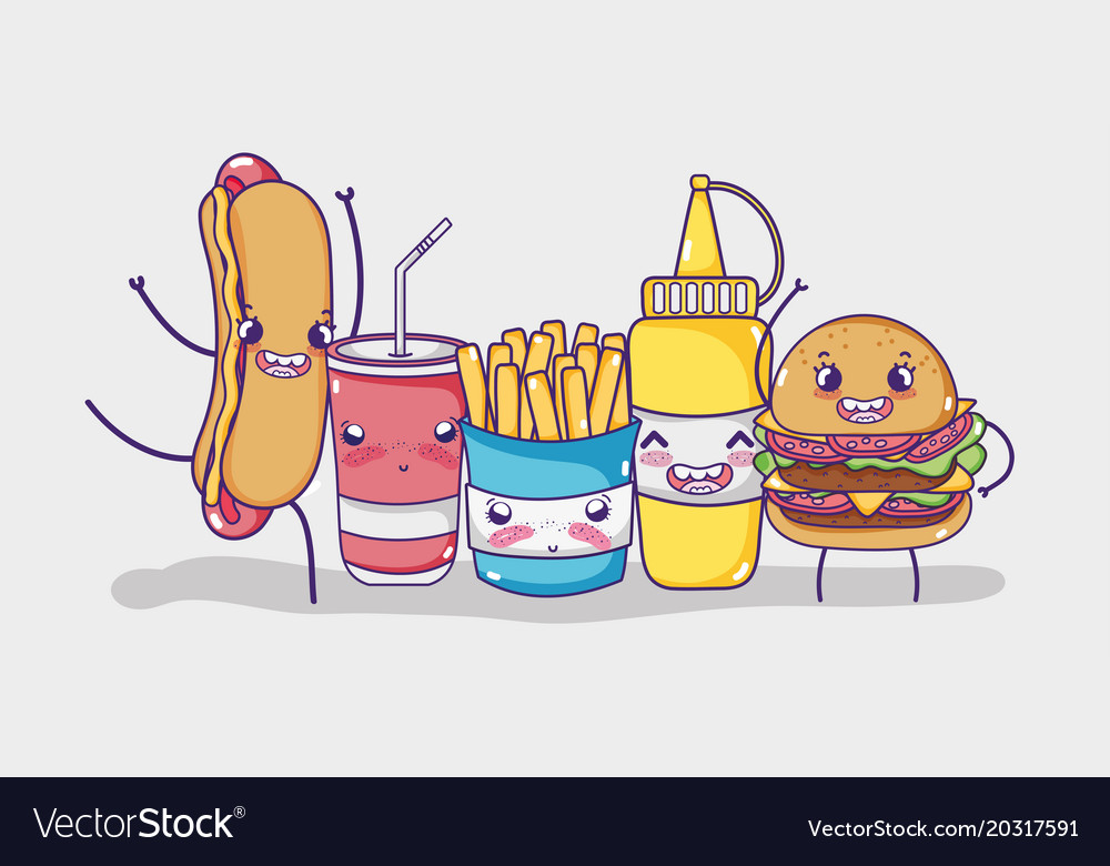 Fast Food Kawaii Cartoon Royalty Free Vector Image