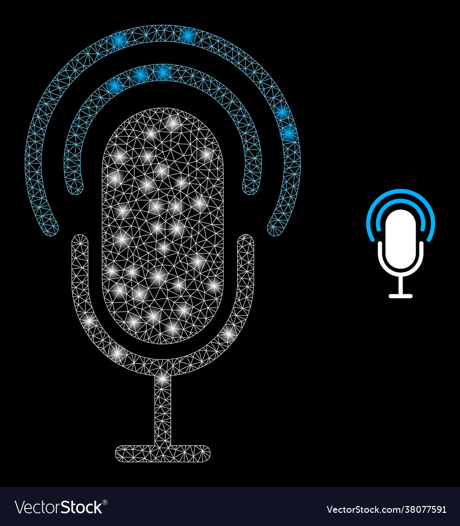 Flare net microphone with lightspots vector image Flare net microphone with lightspots