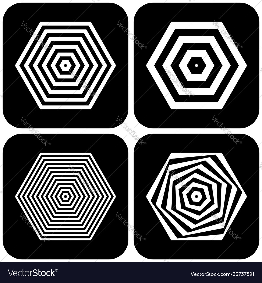Geometric icons in hexagon shape vector image Geometric icons in hexagon shape