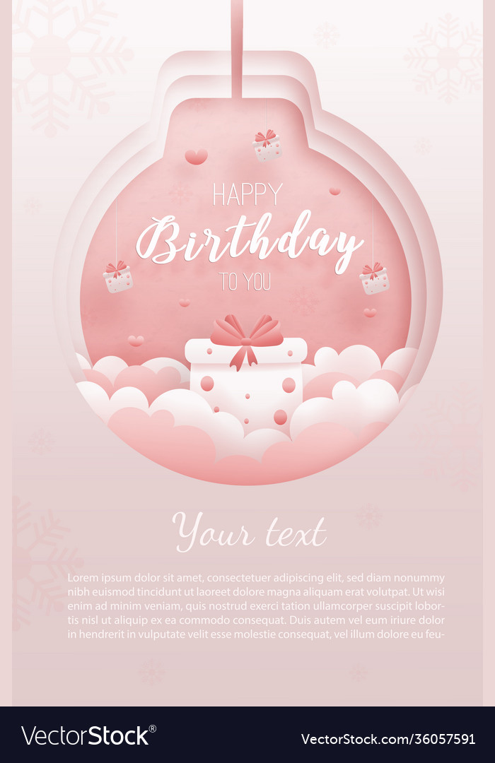 Happy birthday paper cut style greeting card