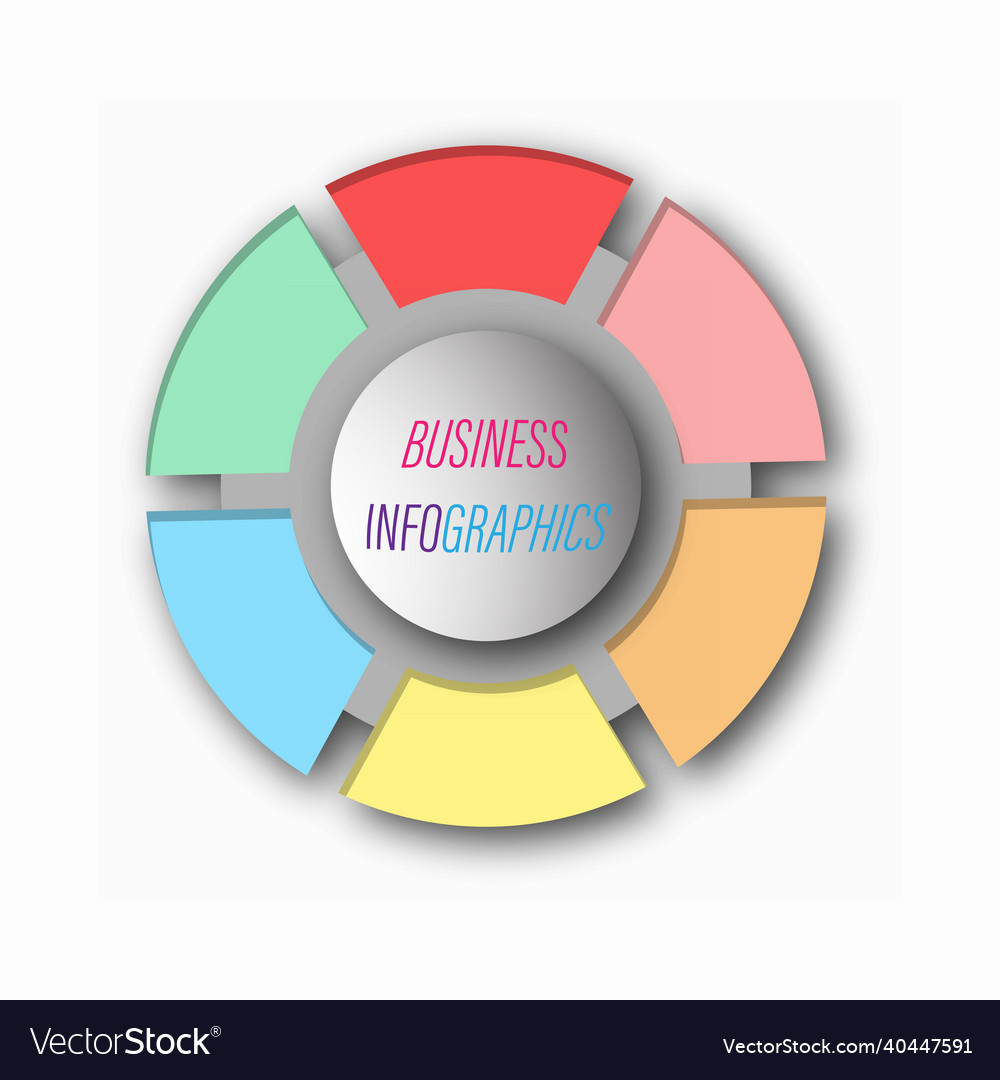 Ircular graph with 6 steps sections or stages pie vector image Ircular graph with 6 steps sections or stages pie