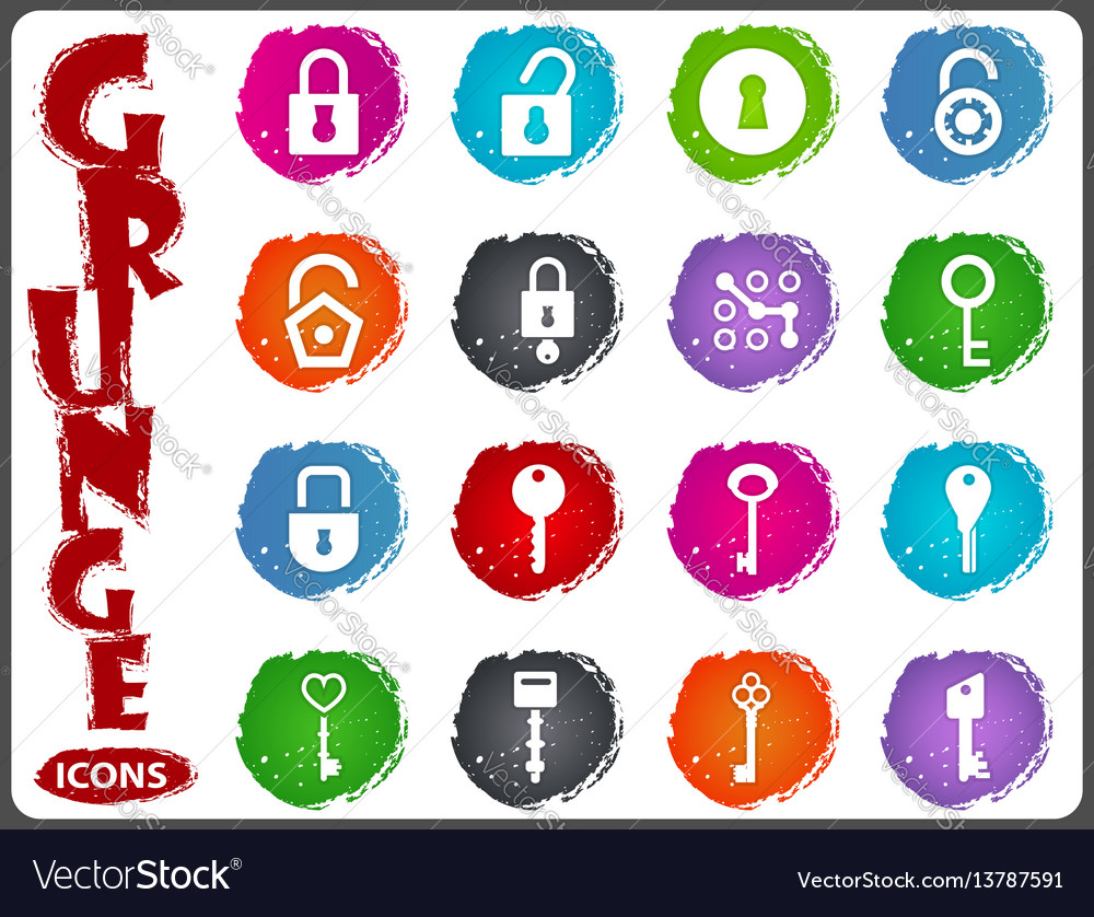 Lock and key icons set