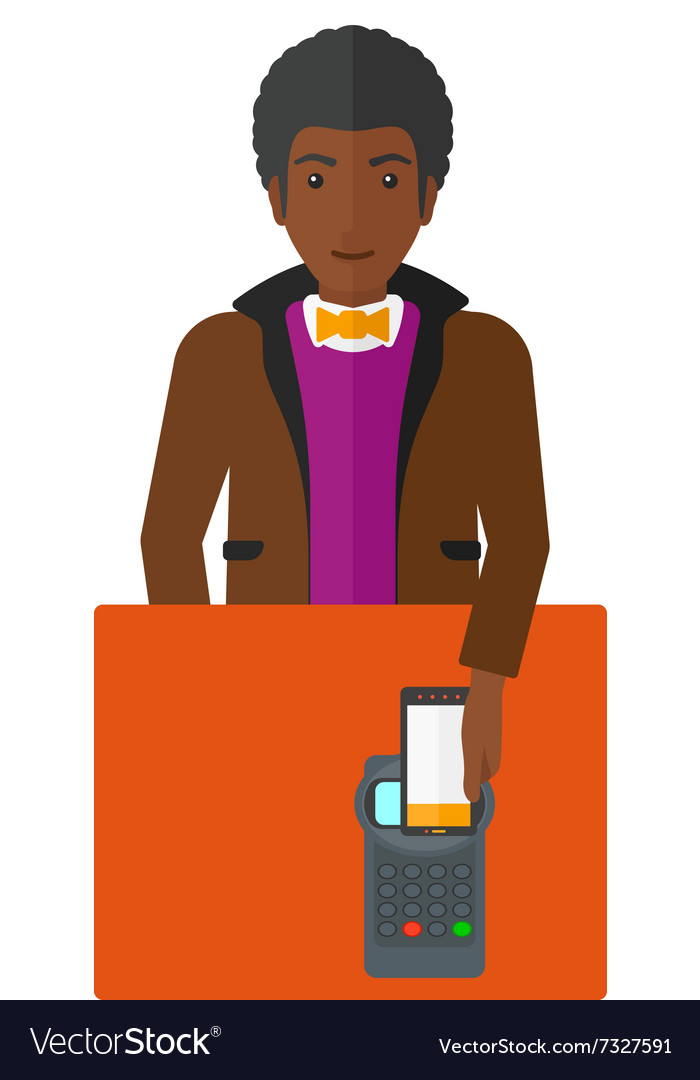 Man paying using smartphone