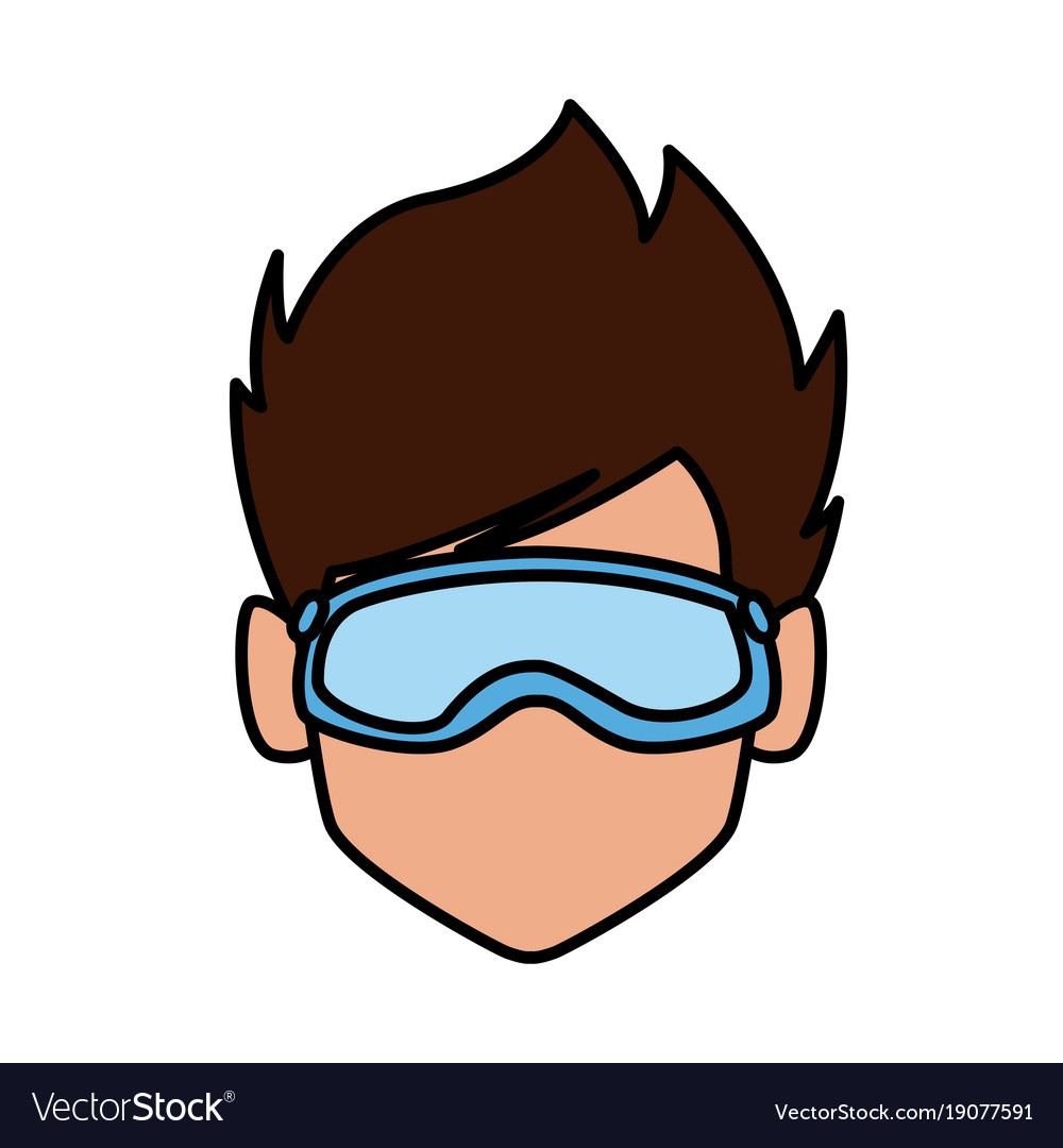 Man with winter googles face