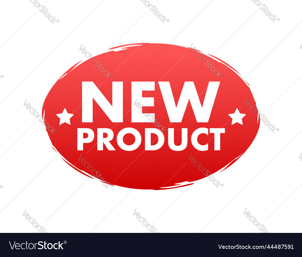 New product red label web ribbon stock Royalty Free Vector