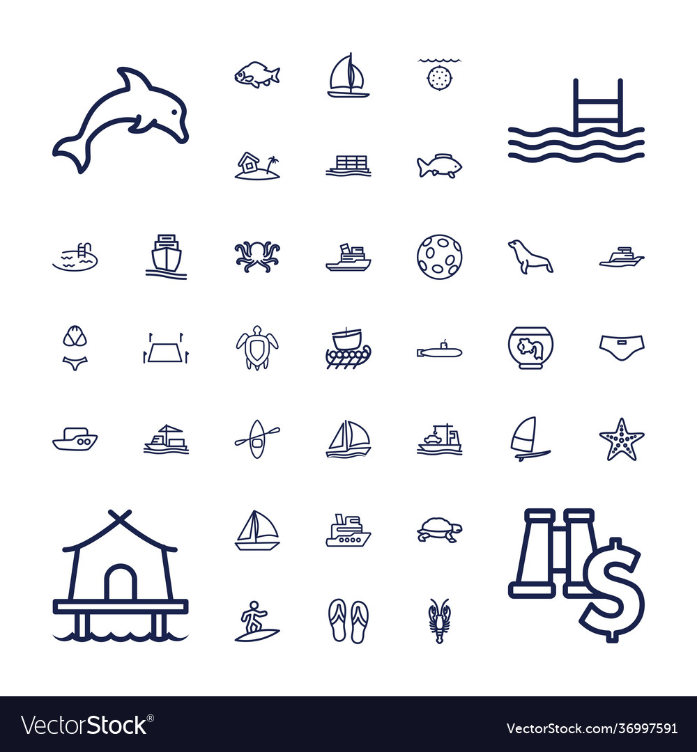 Sea icons Royalty Free Vector Image - VectorStock