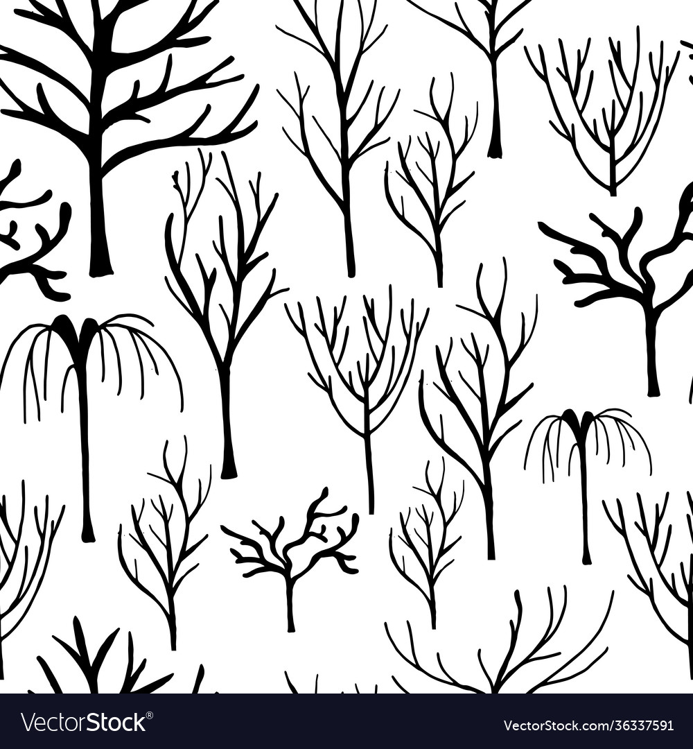 Seamless pattern with winter trees endless Vector Image Seamless pattern with winter trees endless