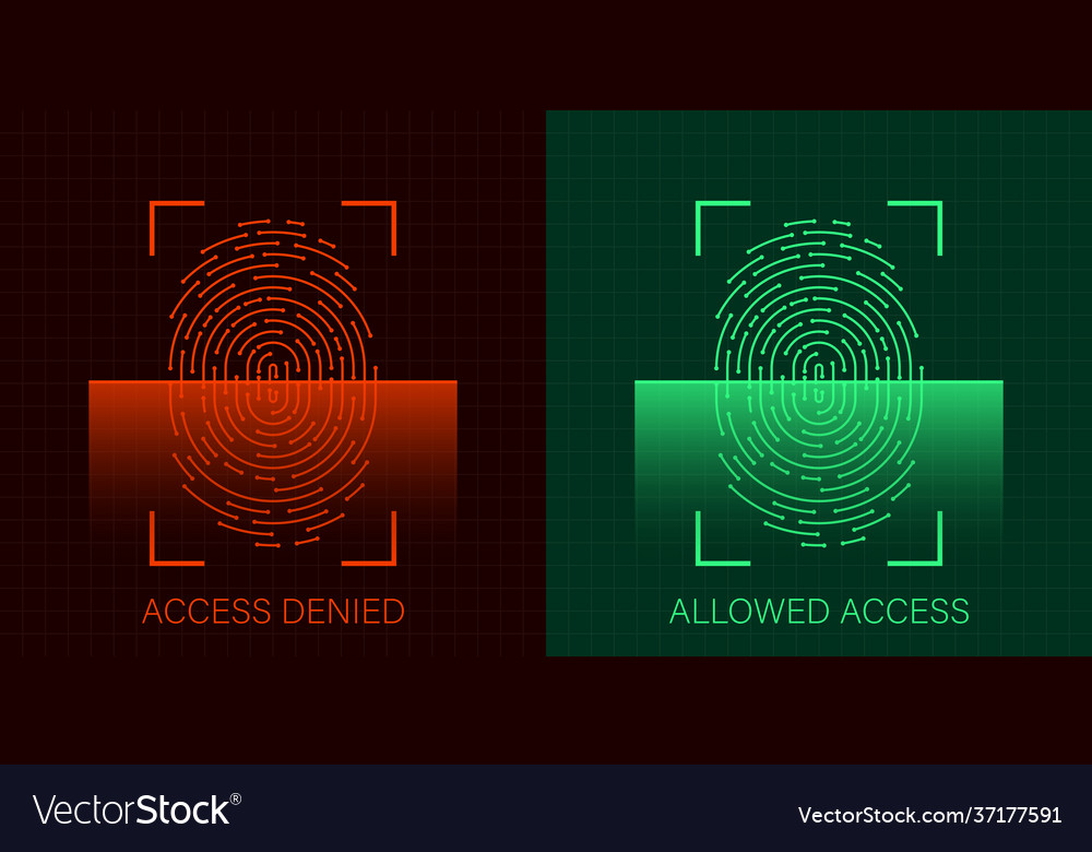 Set allowed and denied access via fingerprint vector image Set allowed and denied access via fingerprint