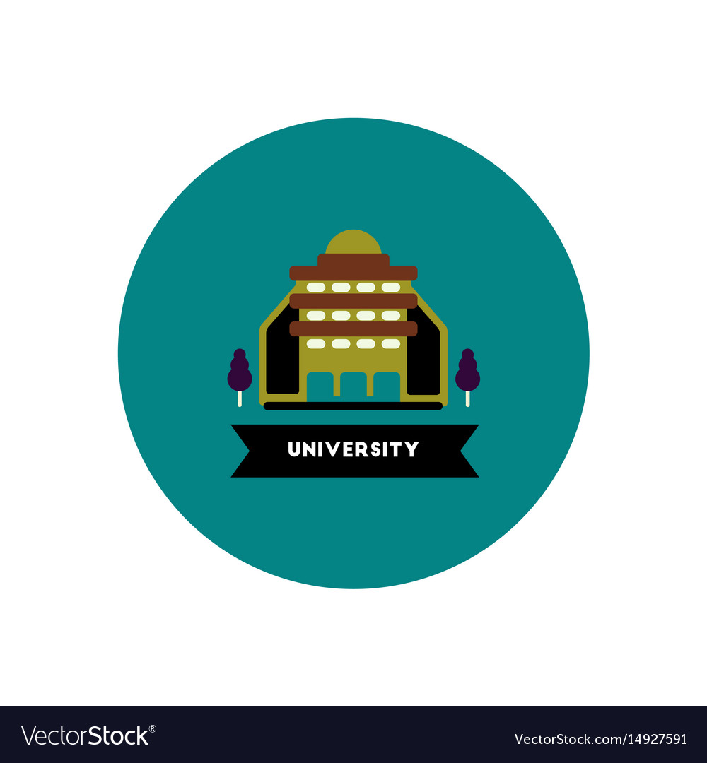 Stylish icon in color circle building university