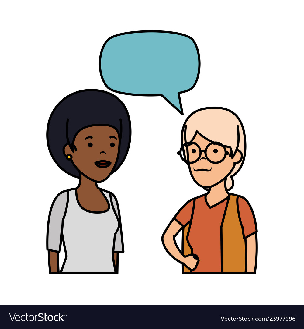 Black Woman Talking With Old Woman Royalty Free Vector Image