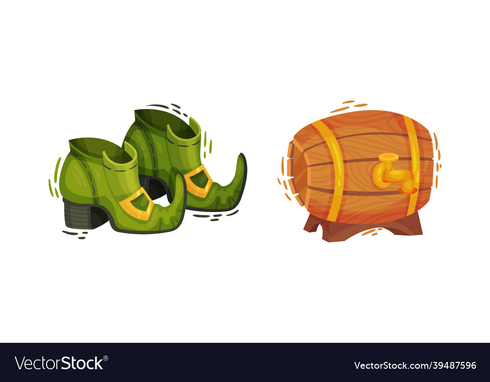 Happy saint patrick day set green boots vector image Happy saint patrick day set green boots