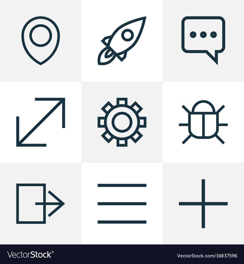 Interface outline icons set collection of launch