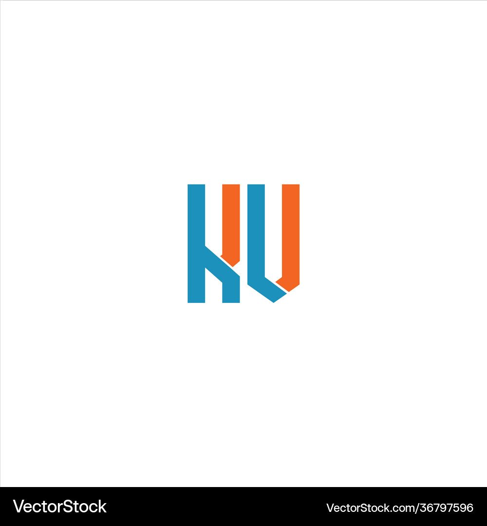K V Letter Logo Design On Black Color Background Vector Image