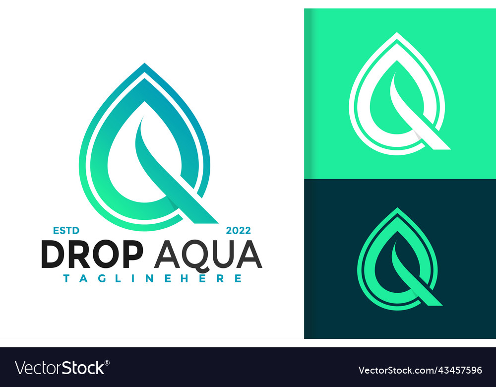 Letter q drop aqua logo design markenidentität