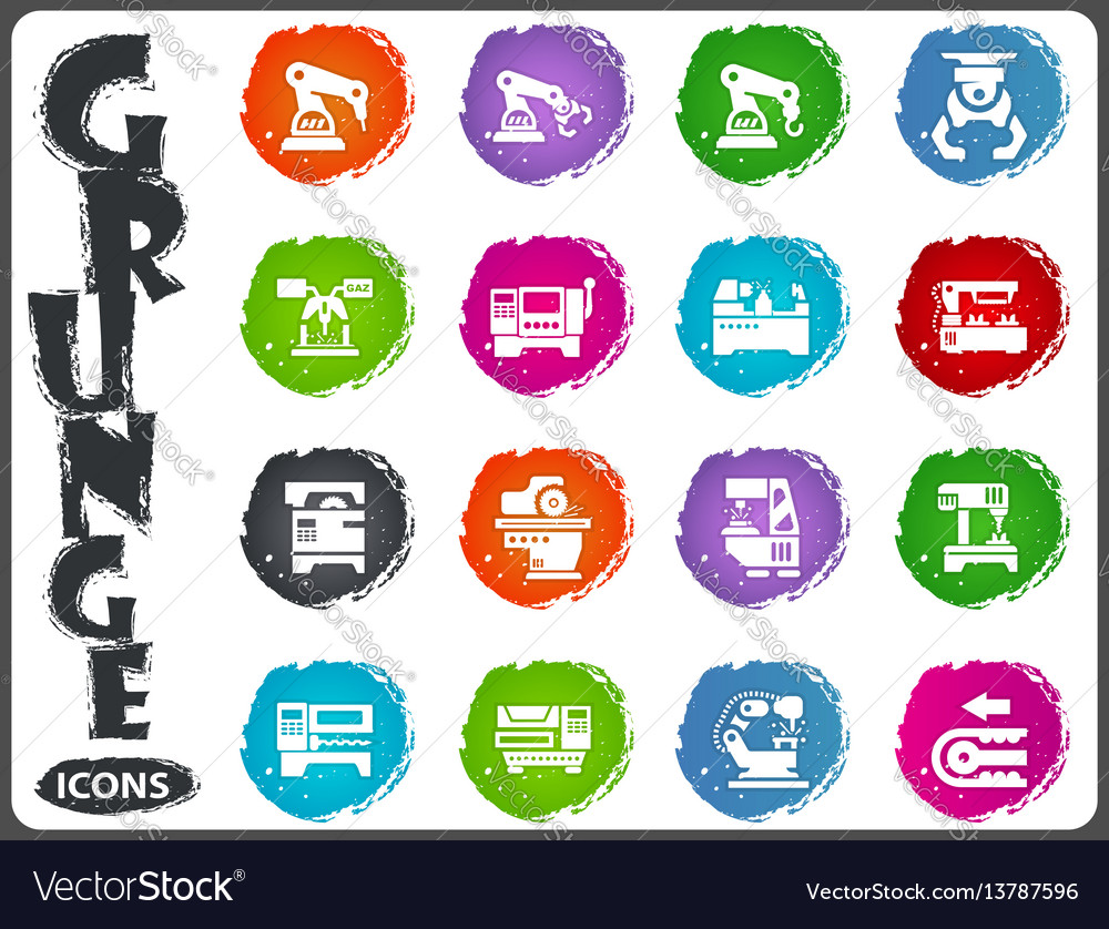Machine tool icons set vector image Machine tool icons set