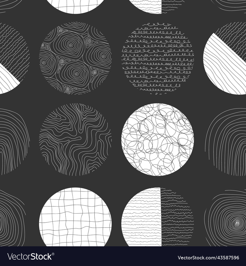 Seamless pattern with abstract circles and shapes