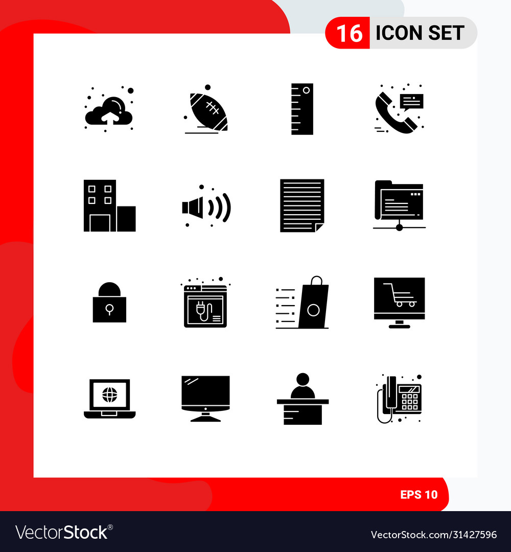 Set 16 solid glyphs on grid for university
