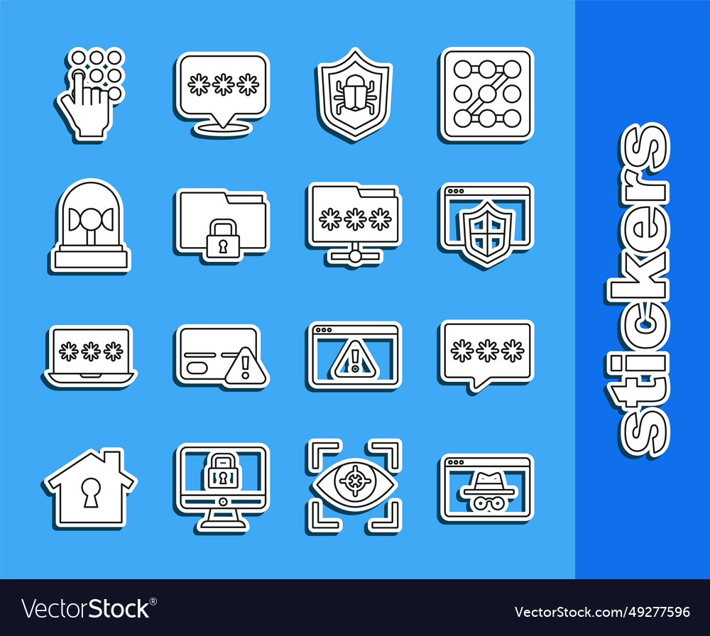 Set line browser incognito window password vector image Set line browser incognito window password