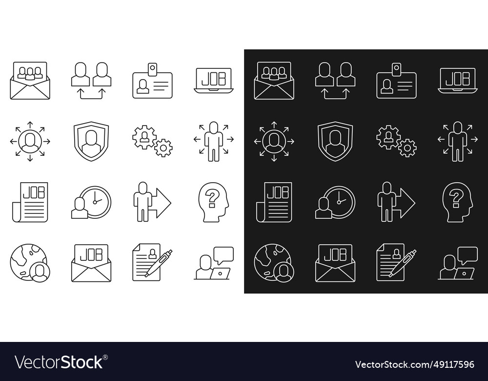 Set line freelancer worker multitasking manager vector image Set line freelancer worker multitasking manager