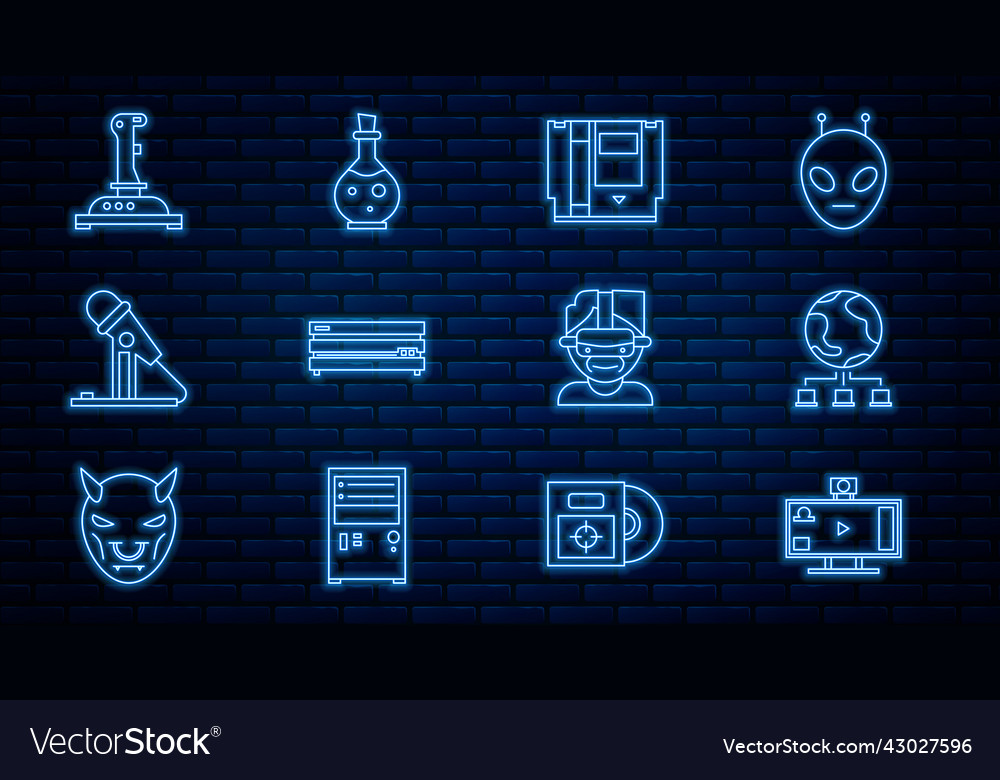 Set line live streaming online computer network vector image Set line live streaming online computer network