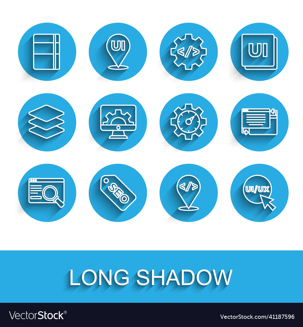 Set line ui or ux design seo optimization vector image Set line ui or ux design seo optimization