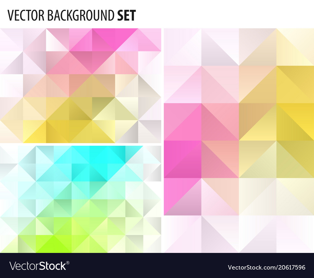 Set of abstract polygonal background design vector image Set of abstract polygonal background design