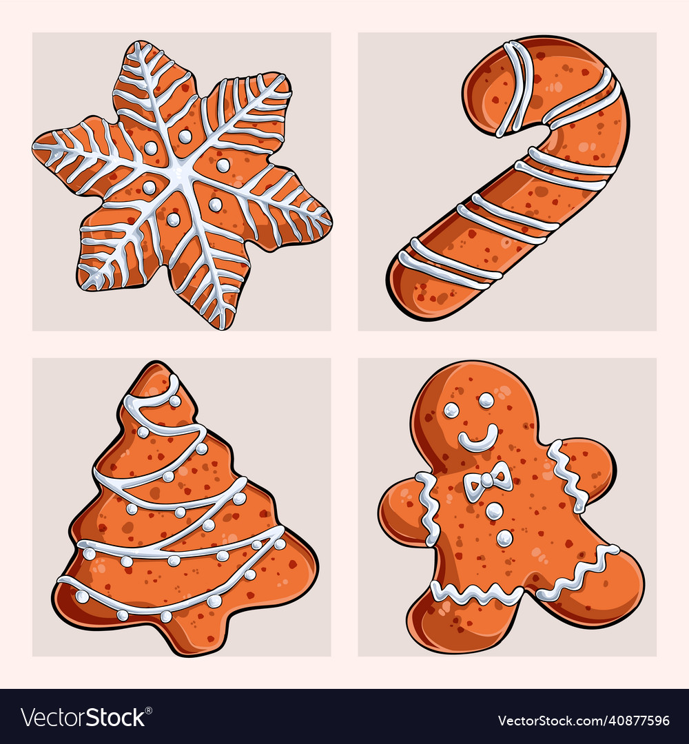 Set of sweet gingerbread biscuit