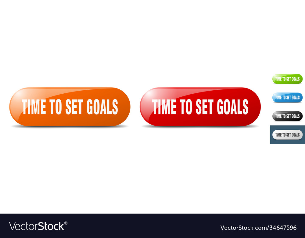 Time to set goals button key sign push