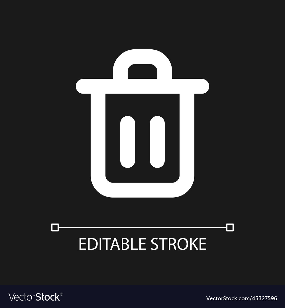 Trash can pixel perfect white linear ui icon vector image Trash can pixel perfect white linear ui icon