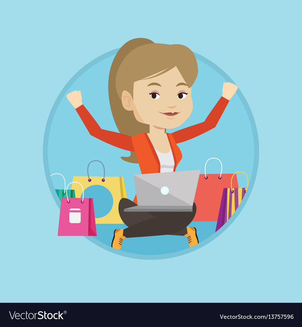 Woman shopping online Royalty Free Vector Image