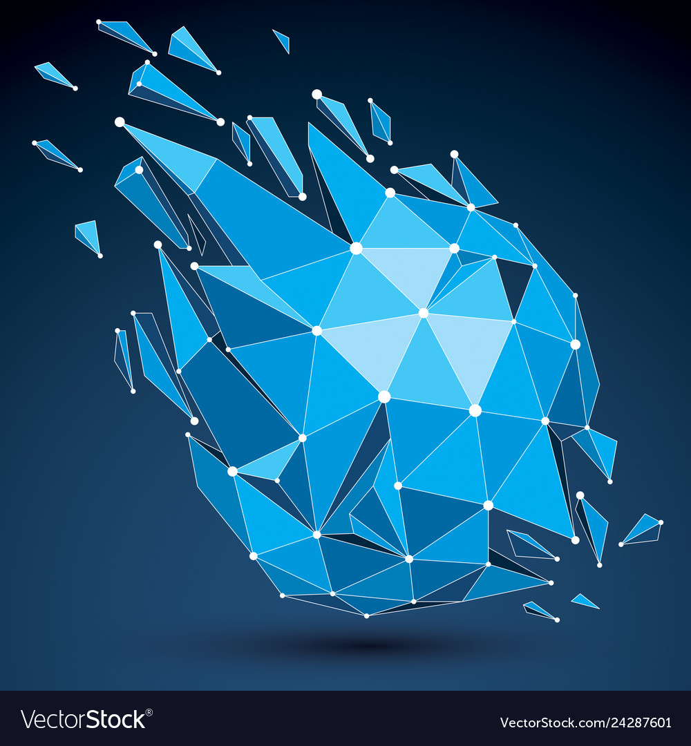 3d low poly object with blue connected lines