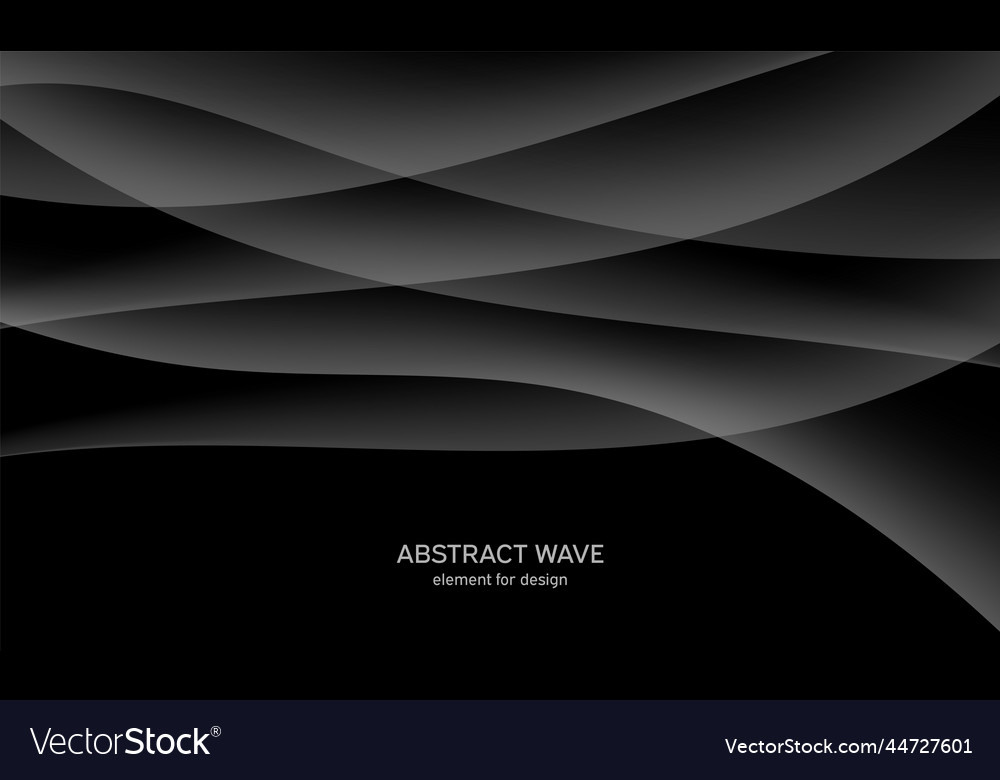 Abstract black background with smooth gray lines vector image Abstract black background with smooth gray lines