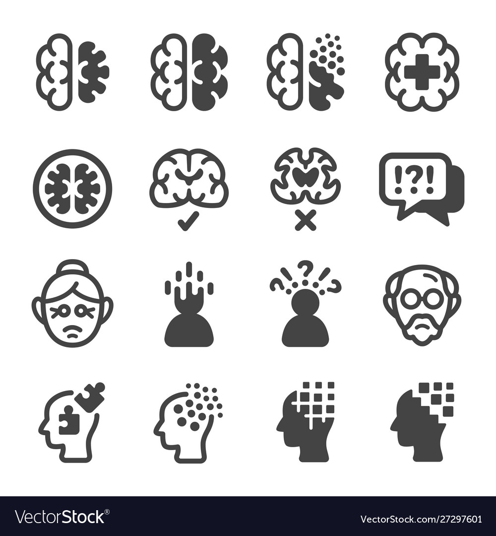 Alzheimer disease icon set Royalty Free Vector Image