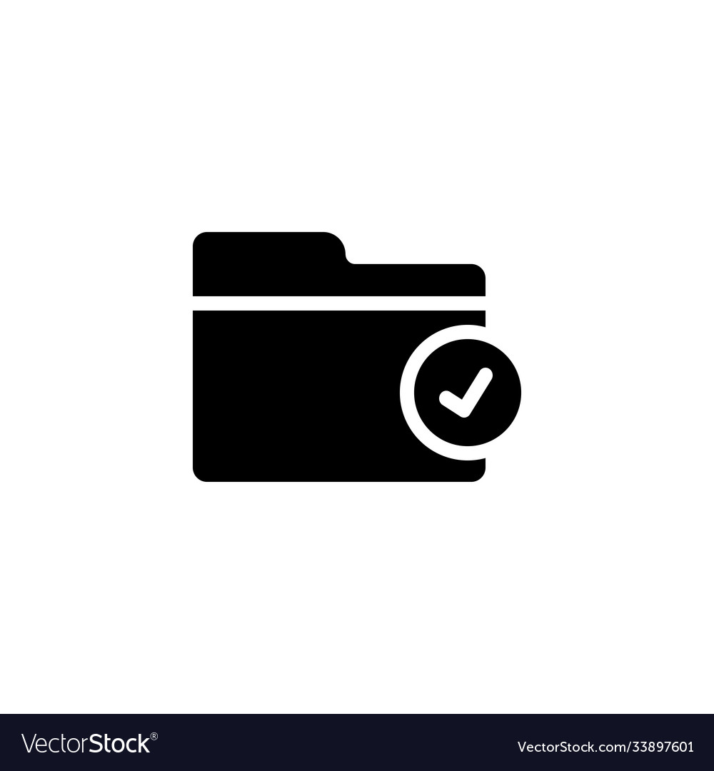 Approval data folder with check mark icon