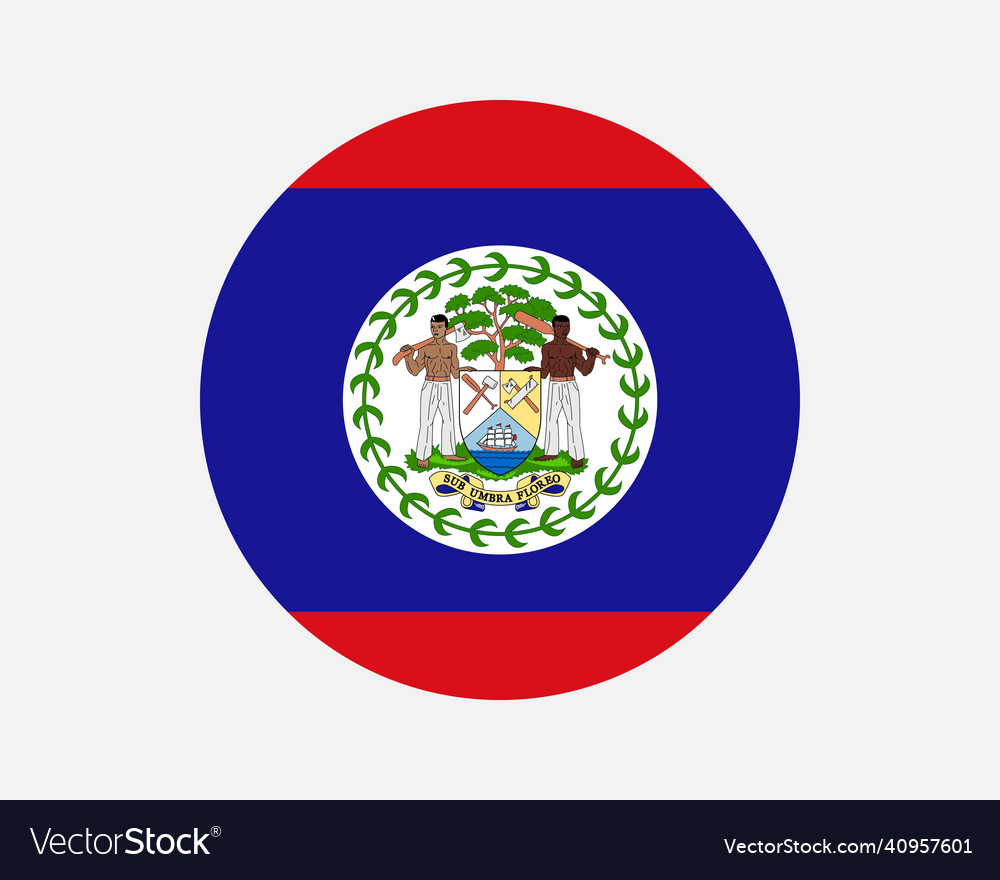 Belize belizean round circle country flag banner vector image Belize belizean round circle country flag banner