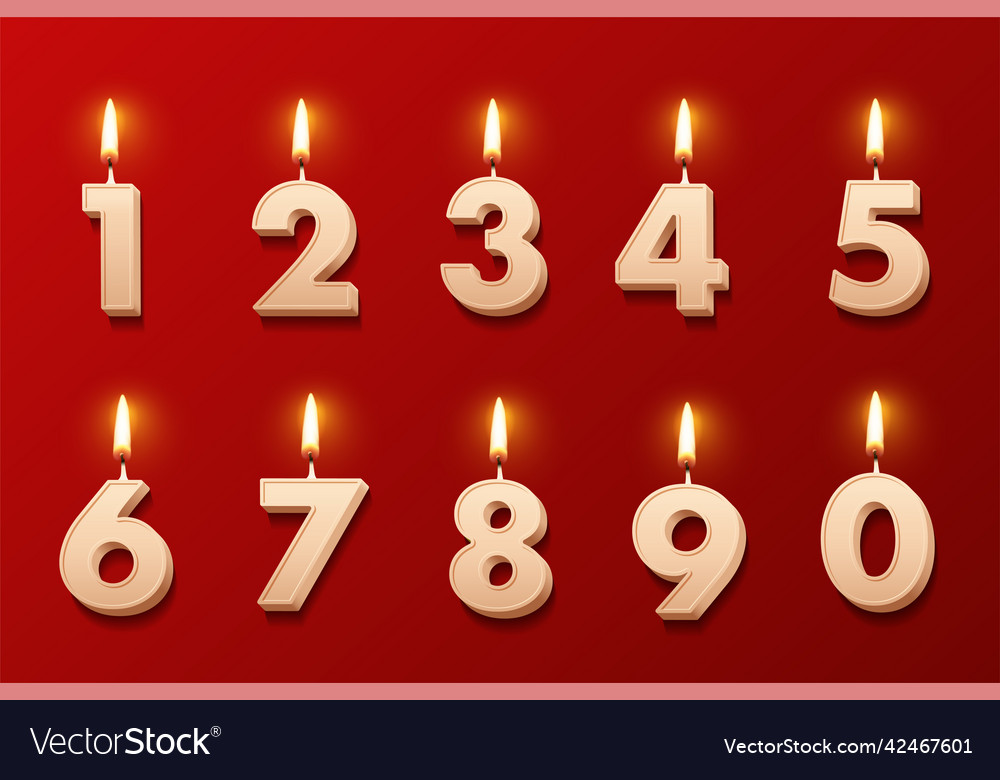 Birthday candles with burning flames isolated Vector Image