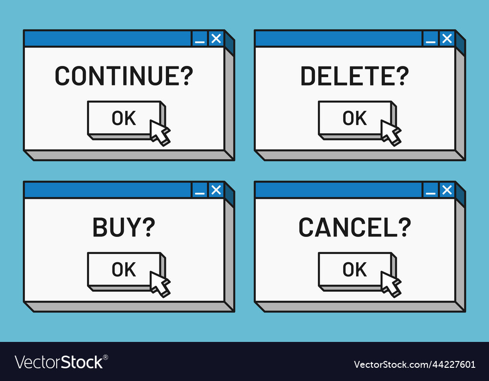 Desktop window app confirm action button cartoon vector image Desktop window app confirm action button cartoon